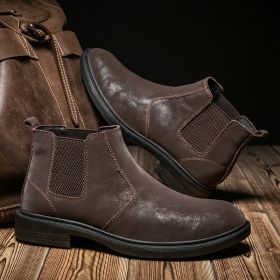 Men's Outdoor Casual Cowhide Martin Boots (Option: Brown-No Plush-44)