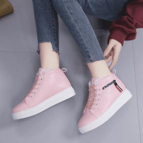 Women With Plush Snow Boots And Short Sleeves (Option: Pink-40)