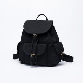 Sweet And Cute Simple Ins Strap Drawstring Backpack (Color: Black)