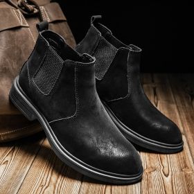 Men's Outdoor Casual Cowhide Martin Boots (Option: Black-No Plush-41)