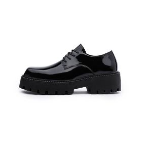 Men And Women's Fashion Square Head Thick Bottom Muffin Shoes (Option: Black-40)