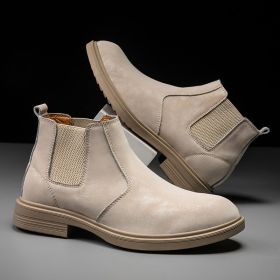 Men's Outdoor Casual Cowhide Martin Boots (Option: Sand color-No Plush-40)