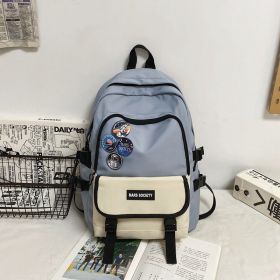 Fashion College Students School Bags High School Students Large Capacity Travel Computer (Option: Blue-Small)