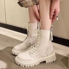 British Platform Female Boots (Option: Beige-40)