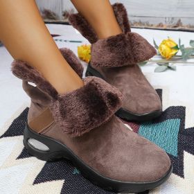 Fashion Leapard Print Boots Women's Thick-soled Warm Plush Snow Boots Winter Shoes (Option: Khaki-42.)