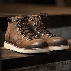 Men's Retro Mountaineering High-top Boots Calf Leather Shoes (Option: Brown-41)