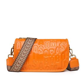 Cowhide Design Trendy Fashion Alphabet Shoulder Messenger Bag (Color: Yellow)