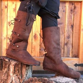 Buckle Flat Lace-up Large Size Men's Boots (Option: Brown-46)