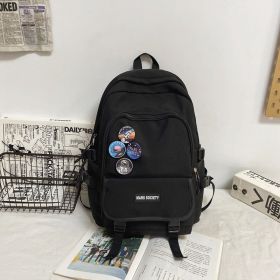 Fashion College Students School Bags High School Students Large Capacity Travel Computer (Option: Black-Small)