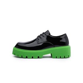 Men And Women's Fashion Square Head Thick Bottom Muffin Shoes (Option: Green-38)