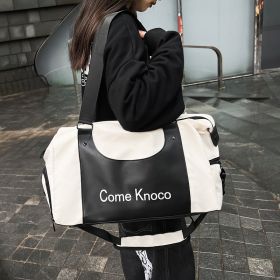 Gym Bag Men's And Women's Fashion Street Fashion Portable Shoulder Bag (Option: White And Black-43 Ã— 20 Ã— 26)