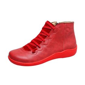 High Top Wild Short Boots Women's Casual (Option: Red-36)