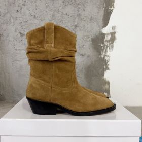 Leather Split Toe Ankle Boots (Option: Apricot Cow Suede-38)