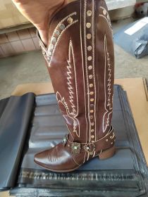 Western-style Women's Competitive Denim Boots (Option: Dark Brown-41)
