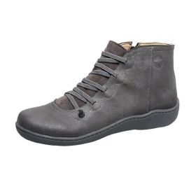 High Top Wild Short Boots Women's Casual (Option: Gray-40)