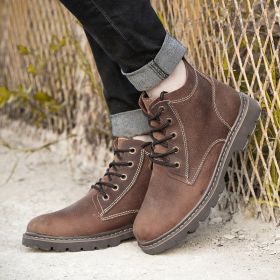 Vintage Men's Leather Boots Worke High-top Shoes (Option: Brown Chestnut-41)