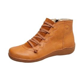 High Top Wild Short Boots Women's Casual (Option: Yellow-43)